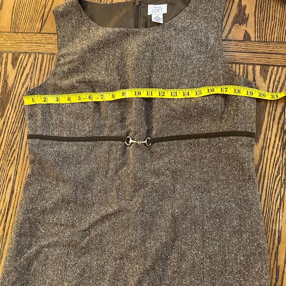 Ann Taylor Loft Sleeveless Brown Dress Wool Blend Casual Career Size 14 - Picture 6 of 9